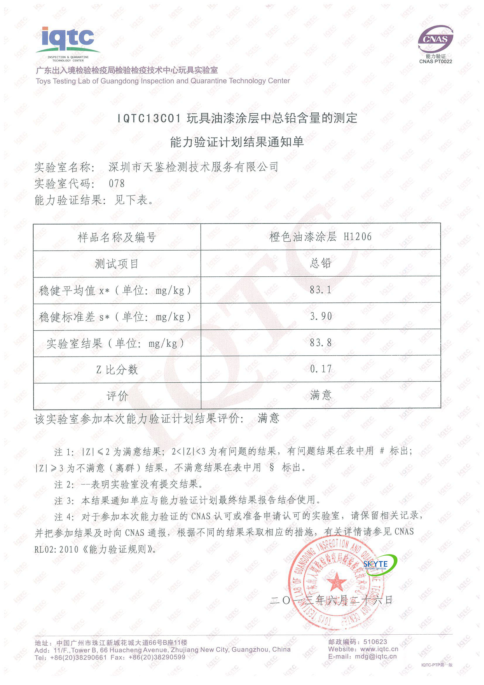 IQTC13C01玩具油漆涂層中總鉛含量的測定能力驗(yàn)證