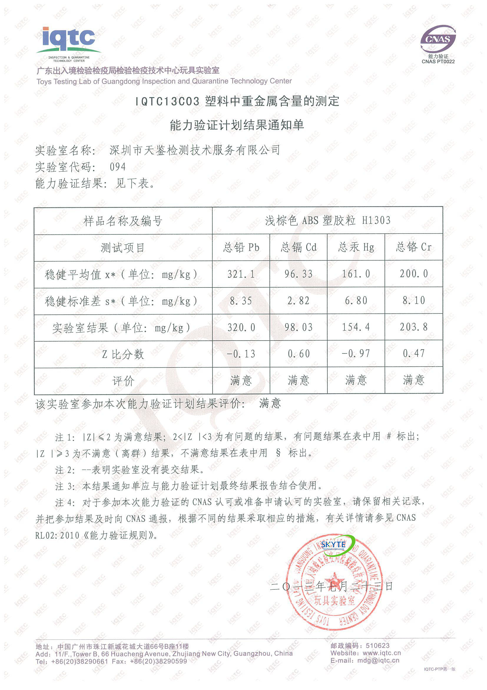 IQTC13C03 塑料中重金屬含量的測定能力驗(yàn)證